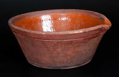 Very Rare W.J. Smith, Jr., Bridgeton, NJ Redware Milkpan w/ Incised List and Pinprick Signature