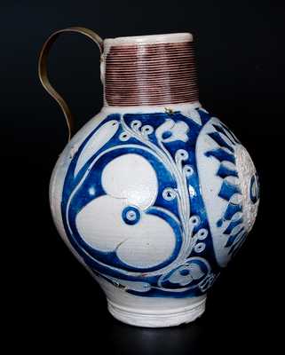 Fine Large-Sized "GR" Stoneware Jug, Westerwald, Germany, 18th century