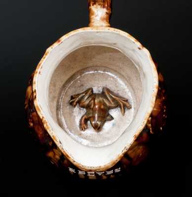 Fine Rockingham Presentation Frog Pitcher, attrib. Swan Hill Pottery, South Amboy, NJ