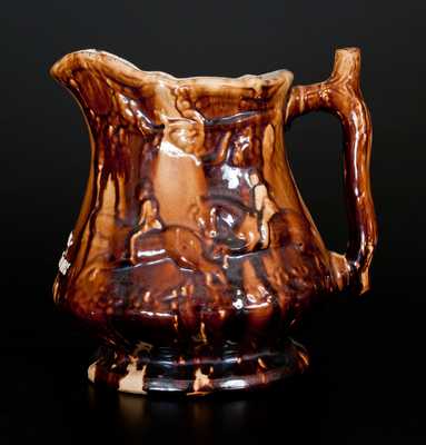 Fine Rockingham Presentation Frog Pitcher, attrib. Swan Hill Pottery, South Amboy, NJ