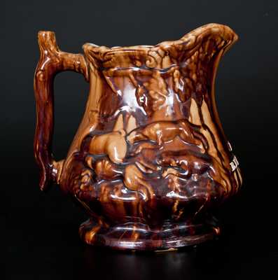 Fine Rockingham Presentation Frog Pitcher, attrib. Swan Hill Pottery, South Amboy, NJ