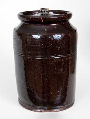Rare J. McCULLY. / TRENTON, New Jersey Lidded Redware Jar