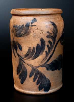 Extremely Rare J. BLACK / ALEXA, D.C Stoneware Crock w/ Elaborate Floral Decoration and Incised Initial on Underside