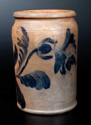 Extremely Rare J. BLACK / ALEXA, D.C Stoneware Crock w/ Elaborate Floral Decoration and Incised Initial on Underside