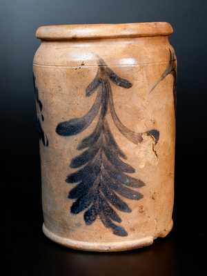 Extremely Rare J. BLACK / ALEXA, D.C Stoneware Crock w/ Elaborate Floral Decoration and Incised Initial on Underside