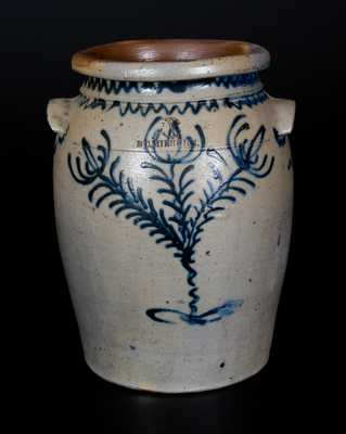 B. C. MILBURN, Alexandria, VA, Stoneware Jar w/ Fine Slip-Trailed Floral Decoration