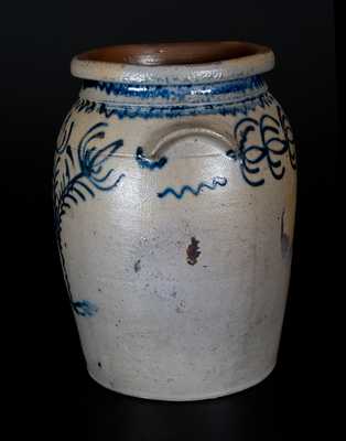 B. C. MILBURN, Alexandria, VA, Stoneware Jar w/ Fine Slip-Trailed Floral Decoration