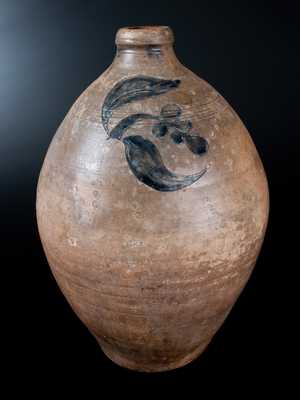 Old Bridge, New Jersey Stoneware Jug with Incised Floral Decoration