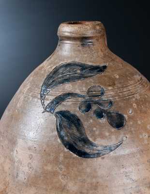 Old Bridge, New Jersey Stoneware Jug with Incised Floral Decoration