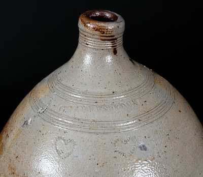 CHARLESTOWN (Boston) Stoneware Jug w/ Impressed Hearts Decoration