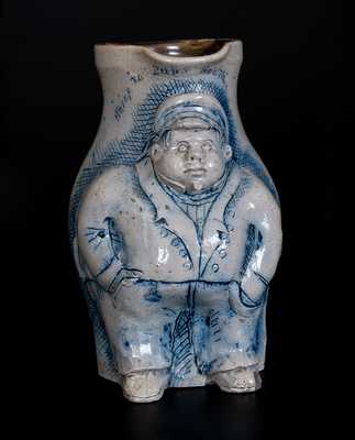 Exceedingly Rare and Important Anna Pottery Stoneware Railroad Conductor Pitcher