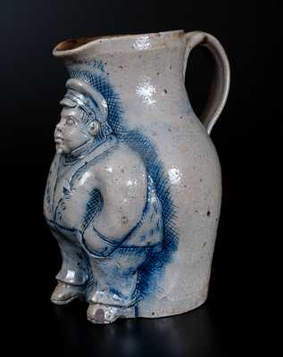 Exceedingly Rare and Important Anna Pottery Stoneware Railroad Conductor Pitcher