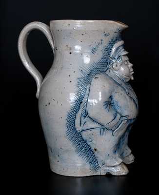 Exceedingly Rare and Important Anna Pottery Stoneware Railroad Conductor Pitcher