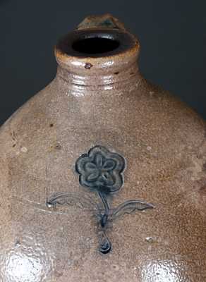 Two-Gallon Stoneware Jug w/ Impressed Floral Decoration, Massachusetts, early 19th century