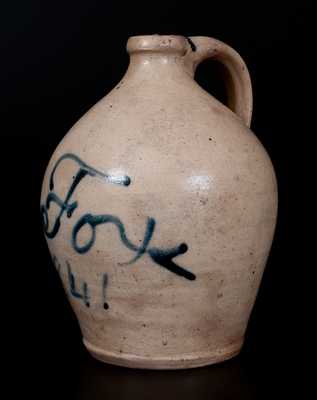 Fine Small-Sized "C. Fox / 1841" Stoneware Jug, New York State origin