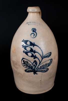 JOHN BURGER / ROCHESTER Stoneware Jug w/ Unusual Floral Decoration