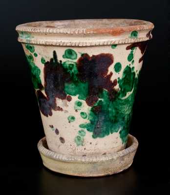 Multi-Glazed Redware Flowerpot, Strasburg, VA, circa 1890