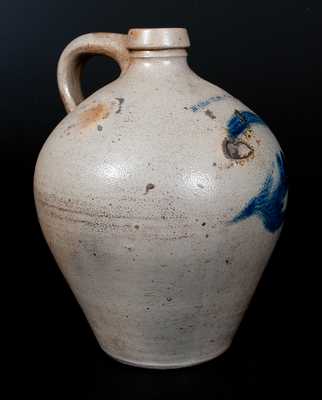 N CLARK. JR / ATHENS Ovoid Stoneware Jug with Cobalt Decoration