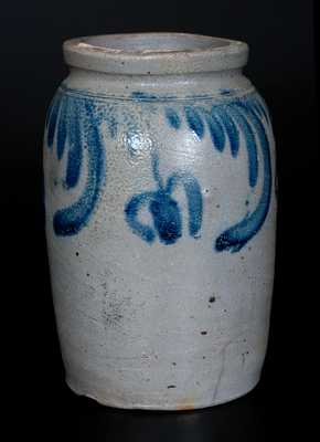 1/2 Gal. Stoneware Jar with Hanging Tulip Decoration, Baltimore, circa 1840