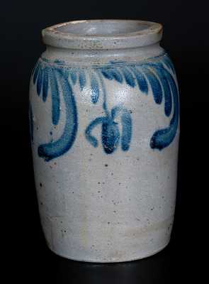 1/2 Gal. Stoneware Jar with Hanging Tulip Decoration, Baltimore, circa 1840