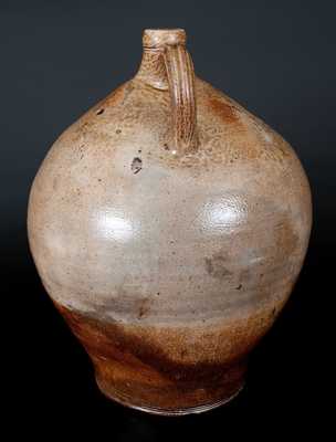 Attrib. Charlestown, MA Bulbous Stoneware Jar with Impressed Hearts and Iron Dip