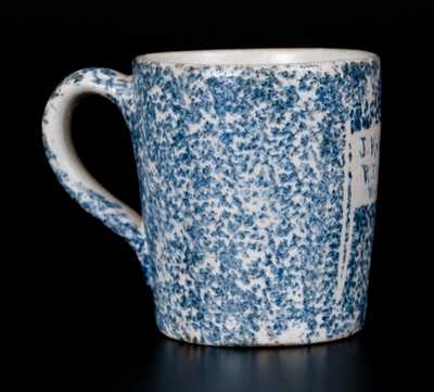 Rare Railroad Worker Spongeware Mug att. Pfaltzgraff Pottery