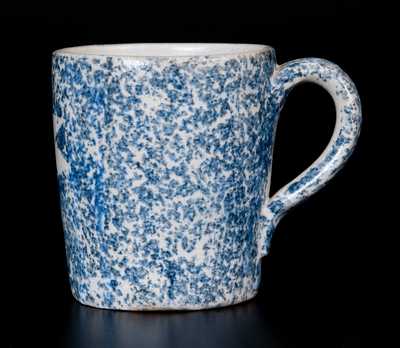 Rare Railroad Worker Spongeware Mug att. Pfaltzgraff Pottery