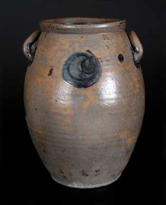 Rare Open-Handled Richmond, VA Stoneware Jar with Cobalt Circle Design, first quarter 19th century