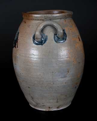 Rare Open-Handled Richmond, VA Stoneware Jar with Cobalt Circle Design, first quarter 19th century