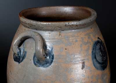 Rare Open-Handled Richmond, VA Stoneware Jar with Cobalt Circle Design, first quarter 19th century
