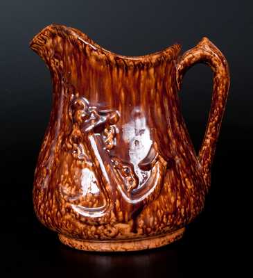 Rare J. MAYER / TRENTON, NJ (Arsenal Pottery) Rockingham Ware Anchor Pitcher