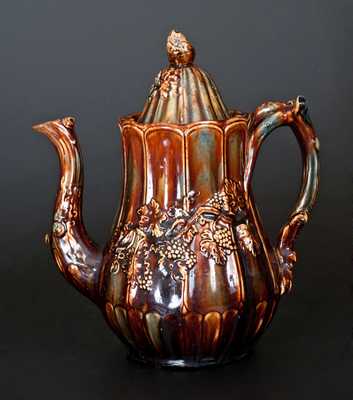 Very Rare Signed Charles Coxon, South Amboy, NJ Rockingham Pottery Coffeepot