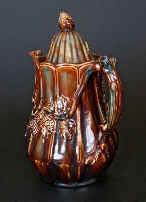Very Rare Signed Charles Coxon, South Amboy, NJ Rockingham Pottery Coffeepot