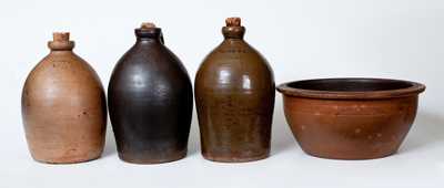 Lot of Four: Signed PFALTZGRAFF Stoneware incl. Bowl and Three 1/2 Gal. Jugs