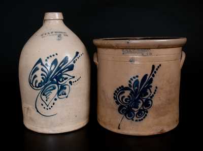 Lot of Two: E. & L. P. NORTON / BENNINGTON, VT Stoneware Crock and Jug