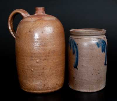 Lot of Two: P. HERRMANN Baltimore Decorated Stoneware Jar and Jug