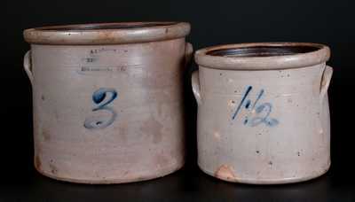 Lot of Two: A. J. BUTTLER / NEW BRUNSWICK, NJ Crock and 1 1/2 Gal. Crock