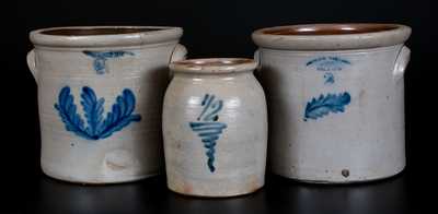 Lot of Three: GEDDES Crock, SEYMOUR & BOSWORTH / HARTFORD Crock, 1/2 Gal. Stoneware Jar