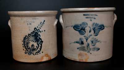 Lot of Two: HARMON & DEARDEN / SPRINGFIELD, MASS Stoneware Crock, RIEDINGER & CAIRE / PO'KEEPSIE, NY Stoneware Crock