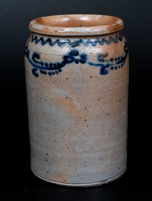 Rare Stoneware Jar w/ Slip-Trailed Floral Decoration att. William Morgan, Baltimore, 1820 s