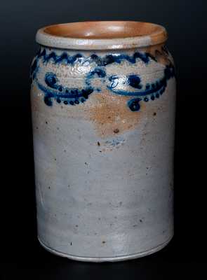 Rare Stoneware Jar w/ Slip-Trailed Floral Decoration att. William Morgan, Baltimore, 1820 s