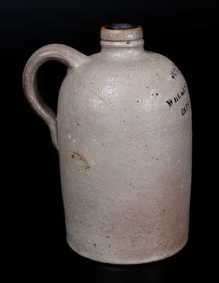 Unusual 1/4 Gal. Baltimore Stoneware Jug with Impressed Four-Line Advertising