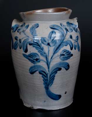 B.C. MILBURN / ALEXA, Alexandria, VA, Stoneware Jar w/ Elaborate Brushed Floral Decoration