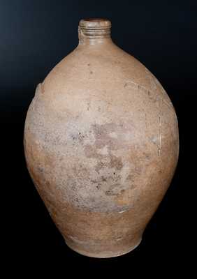 Ohio Stoneware Jug with Incised Masonic Symbol and Floral Design