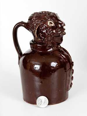 Rare Stoneware Face Vessel in the Form of an African-American Man's Bust, probably Ohio, fourth quarter 19th century