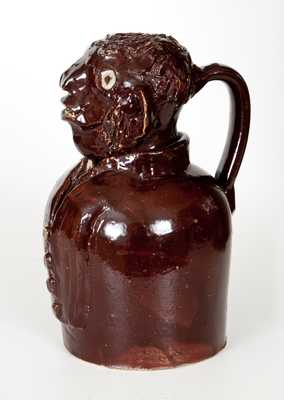 Rare Stoneware Face Vessel in the Form of an African-American Man's Bust, probably Ohio, fourth quarter 19th century