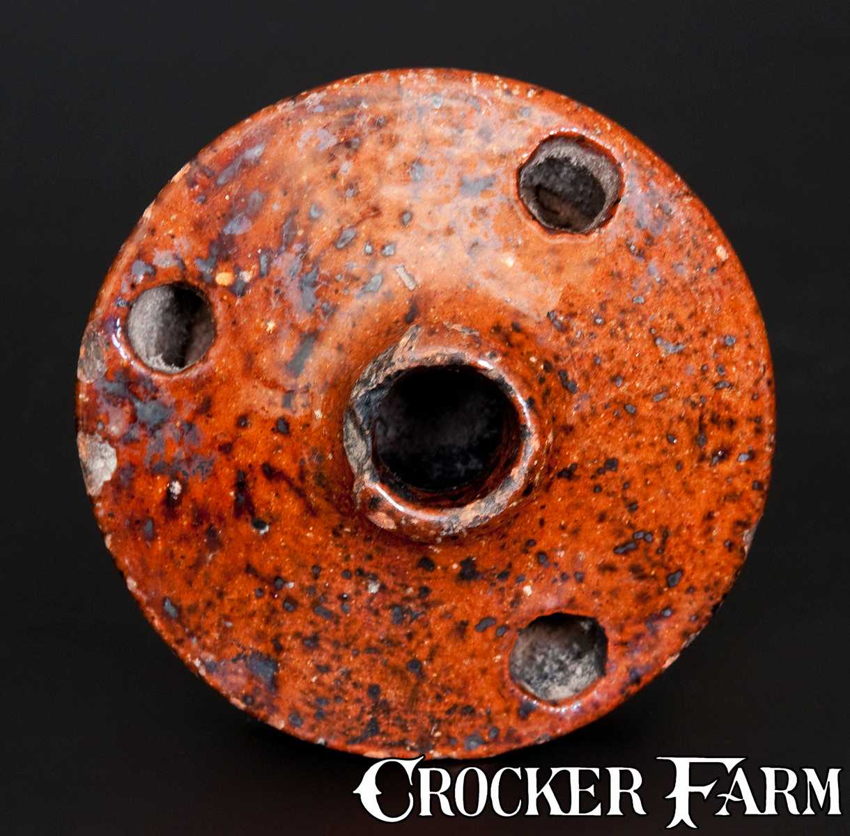 Small-Sized Redware Inkwell with Speckled Manganese Decoration -- Lot ...