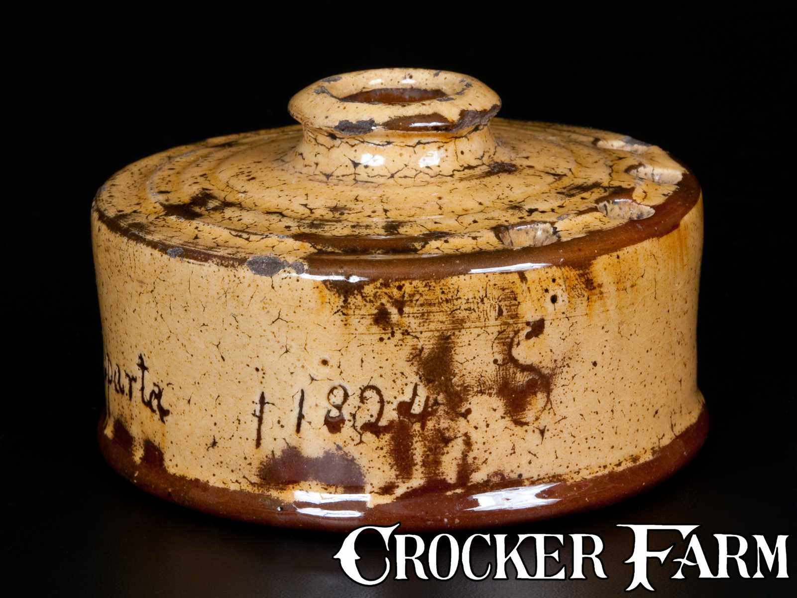 Very Rare New Jersey Redware Inkwell, Inscribed