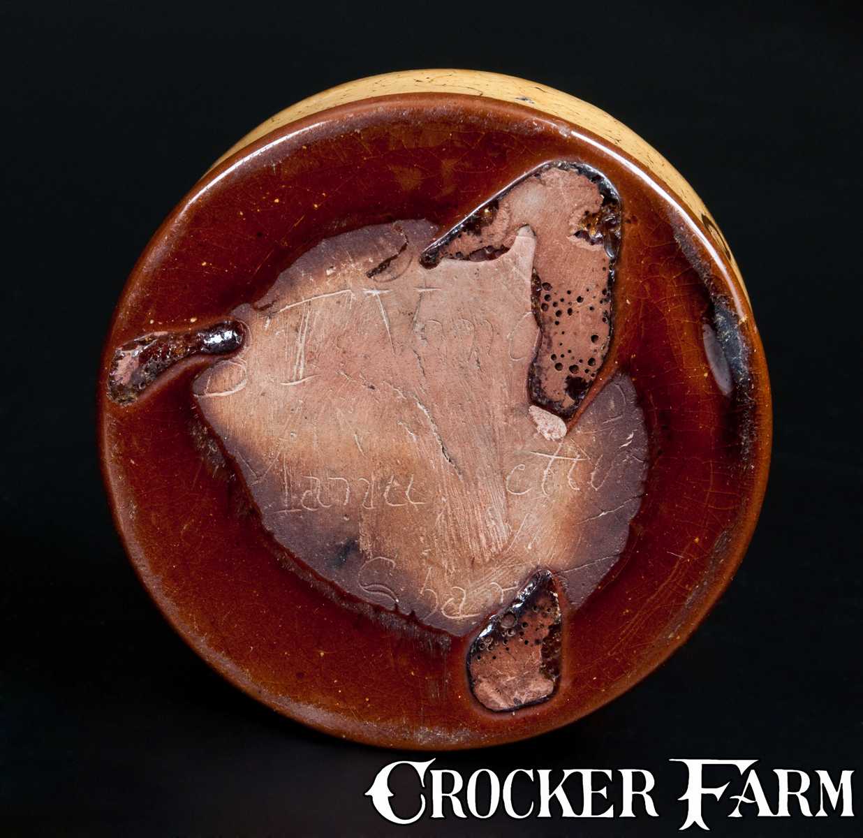 Very Rare New Jersey Redware Inkwell, Inscribed