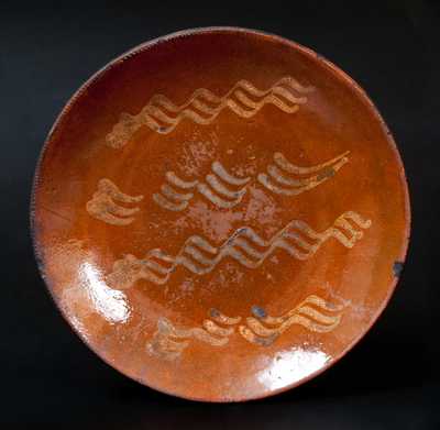 Slip-Decorated Redware Charger, Northeastern U.S., c1840